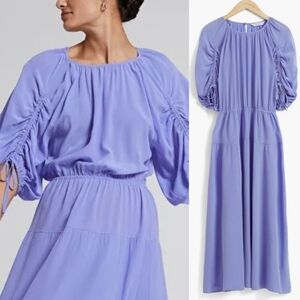 & Other Stories Silk Dress La Faro Midi Dress Size 10 Purple